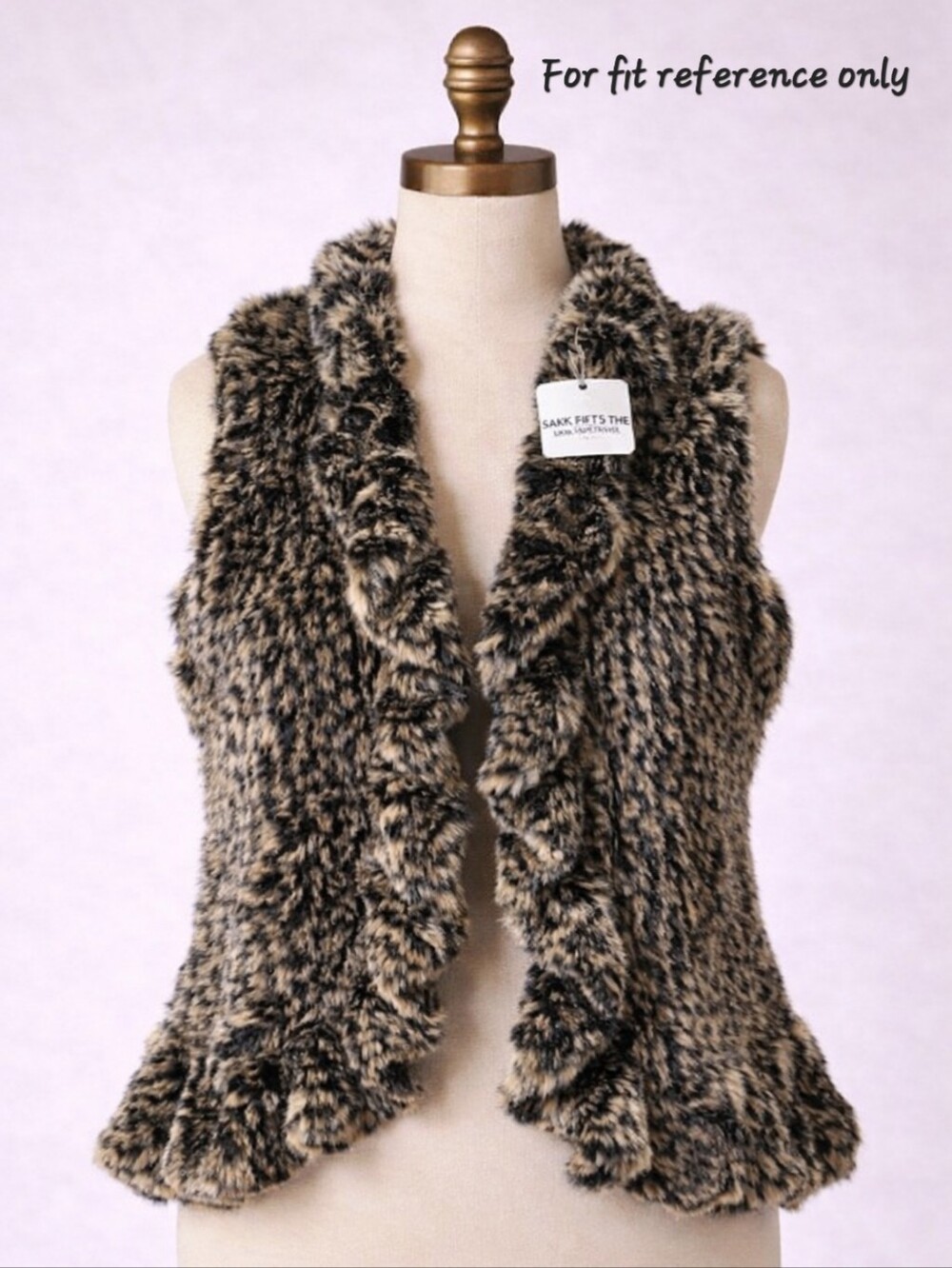 Saks Fifth Avenue Fur Vest NWT | Animal Print Brown Black S/M - Picture 6 of 6